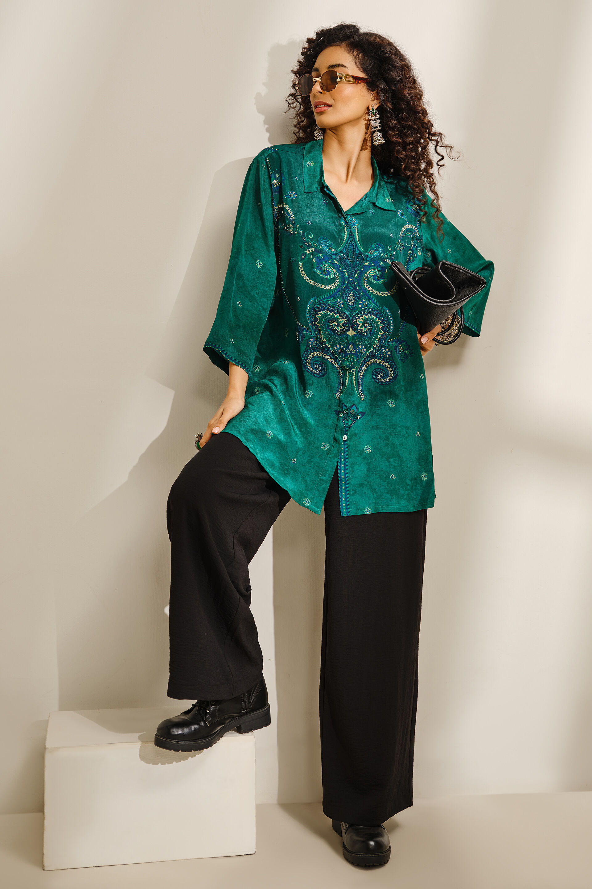 Vani Emerald Green Tunic, Green, image 4